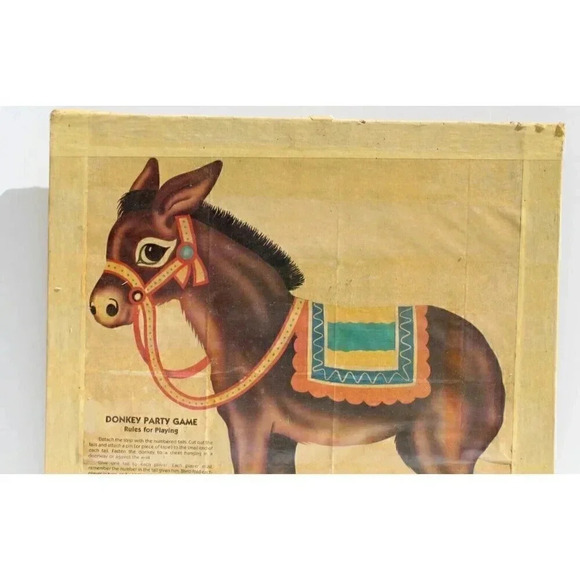 Vintage Pin The Tail On The Donkey Party Children's Game Poster Wall Art Nursery - Picture 3 of 4